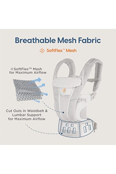 Ergobaby Baby Carrier Breeze All Carry Positions Breathable Mesh Baby Carrier Newborn to Toddler with Enhanced Lumbar Support & Airflow , Graphite Grey