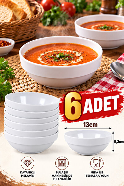 Binbirreyon 6 Adet Melamin Kase 13cm Parlak Melamin Çorba Kasesi RA676