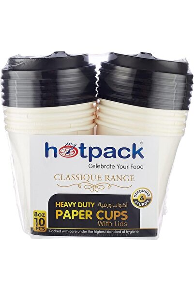 Soft N Cool Hotpack Disposable Heavy Duty Paper Cup White 8 ounce with Black ...