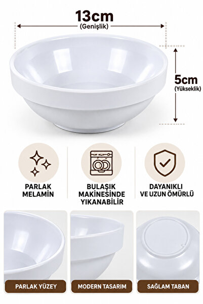 Binbirreyon 6 Adet Melamin Kase 13cm Parlak Melamin Çorba Kasesi RA676