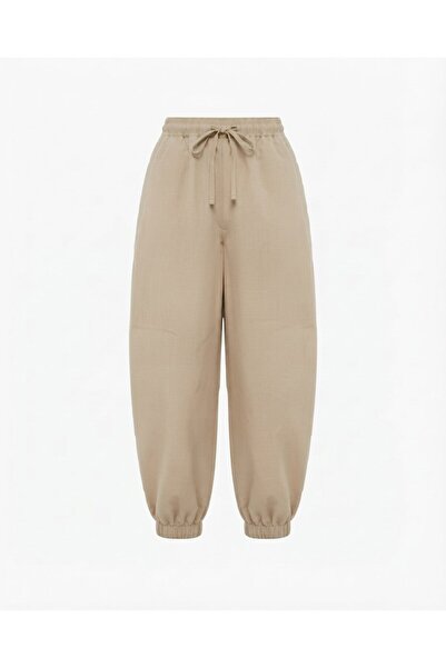 Bade Butik Beige Elastic Waist Balloon Pants