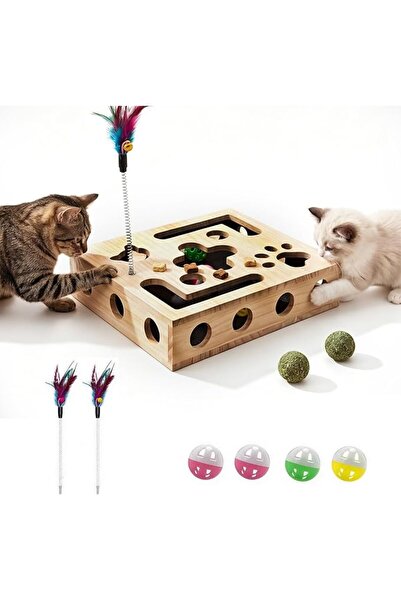 UANDME Uandhome Cat Puzzle Toy, Wooden Interactive Cat Toys for Indoor, Cats ...
