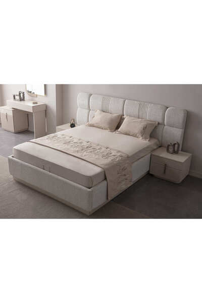 Lena Maison Punch Embroidered Chenille Fabric Double Bedspread Cappuccino