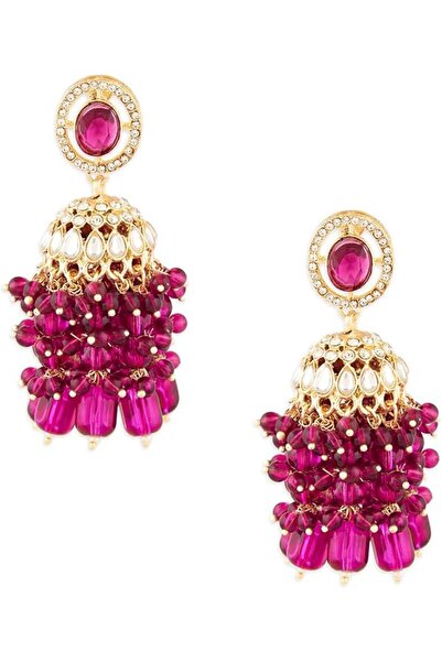 ZAVERI PEARLS أقراط جومكا متدلية للنساء مرصعة بالألماس النمساوي المتلألئ وحجر...