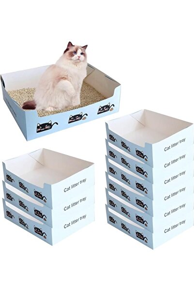 EXCEFORE Disposable Litter Boxes for Cats, 10 Pack Foldable Waterproof Travel...