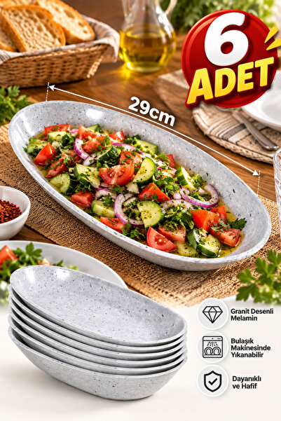 Binbirreyon 6 Pieces Kayak Plate Melamine Serving Plate 29cm Granite Patterne...