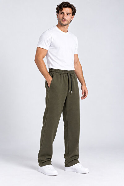 TKT Men's Loose Fit Straight Leg Pockets Inside Padded Baggy Khaki Sweatpants