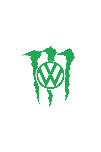 Oracal Autocolant Volkswagen VW Monstru – Logo VW cu gheare - 15cm, Verde