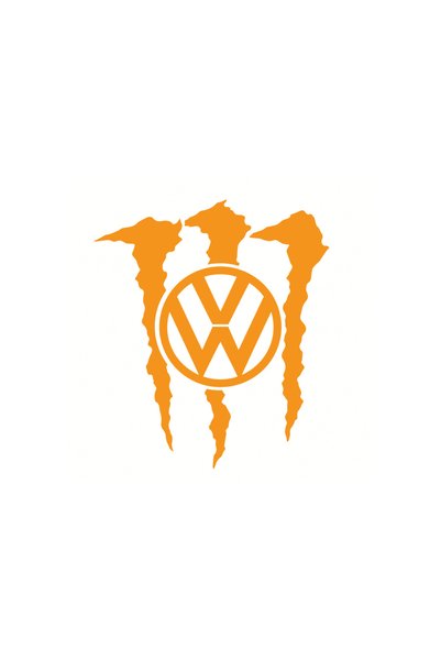 Oracal Autocolant Volkswagen VW Monster – Logo VW cu gheare – 20cm, Portocaliu