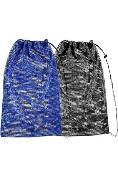 Generic 2 Pack Mesh Gear Bags for Snorkel Equipment, 18" x 27", Black & Blue