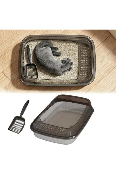 Aissiora Open Cat Litter Box with High Side Anti-Splashing Cat Toilet with Li...