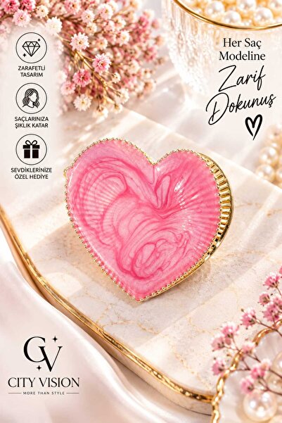 cityvision Heart Model Pink Color Metal Hair Clip - Medium Size 5 cm - Stylis...