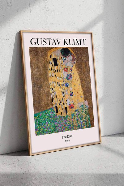 Gustav Klimt The Kiss Öpücük Çerçeveli Tablo Modern Salon ve Ofis Dekoru