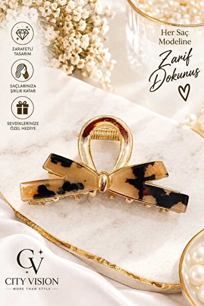cityvision Ribbon Style Brown Color Metal Hair Clip - Medium Size 6 cm - Styl...