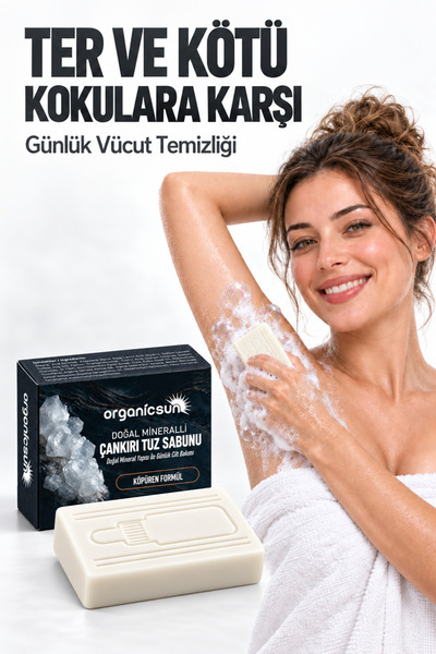 Organicsun Çankırı Salt Soap 120 Gr Foaming Formula - Rich Natural Mineral Rock Salt Soap