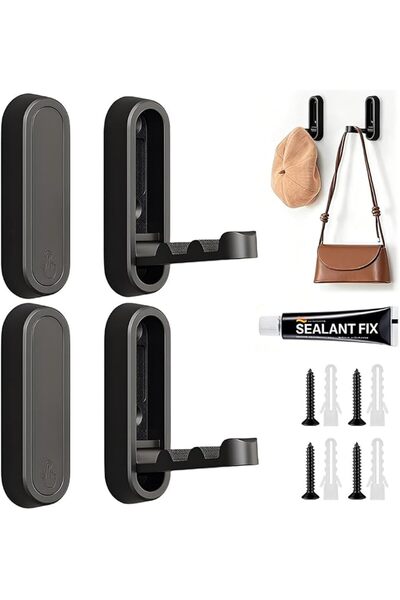 Goodern Foldable Wall Hooks,4 PCS Folding Coat Hooks Heavy Duty Retractable W...