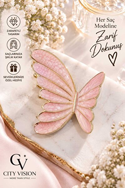 cityvision Butterfly Model Pink Color Metal Hairpin Hair Clip Medium Size 6 cm