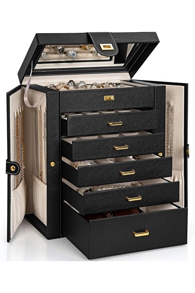 AKOZLIN Jewelry Box Organizer Functional Leather Jewelry Storage Case for Wom...