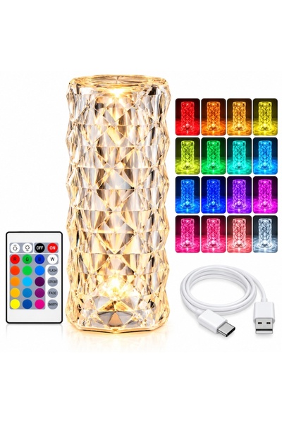 Generic Κρυστάλλινο επιτραπέζιο φωτιστικό LED, 16 χρώματα, χειρισμός αφής, τη...