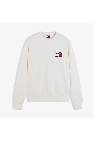 Tommy Hilfiger Wavy Flag Erkek Beyaz Sweatshirt