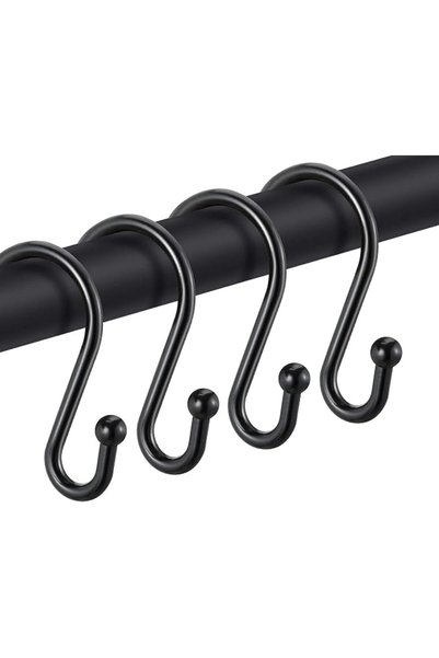 KASTWAVE Black Shower Curtain Hooks, Metal Rust Resistant Shower Rings Decora...