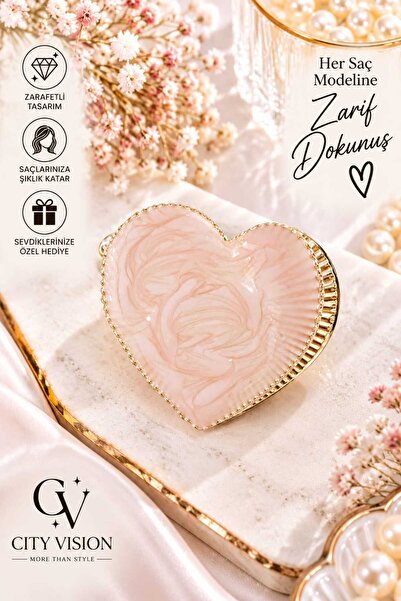 cityvision Heart Model Beige Color Metal Hair Clip - Medium Size 5 cm - Styli...