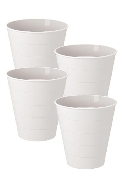 Concept Home سلة نفايات بلاستيكية، سلة قمامة بيضاء بدون غطاء، سعة 13.5 لتر (4...