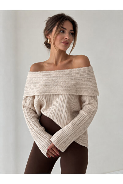 My Blog Stone Degaje Collar Ribbed Sweater - 4257