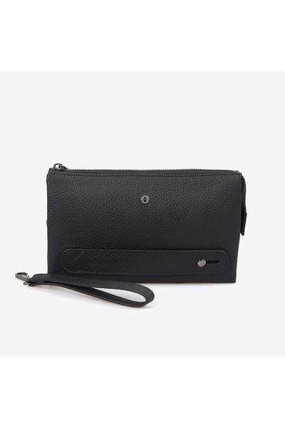 MOCASSINI Men's Floter Leather Black Handbag T006