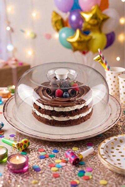 Tiesa Home Ceramic Cake Pan with Mica Lid and Antique Cream Pattern