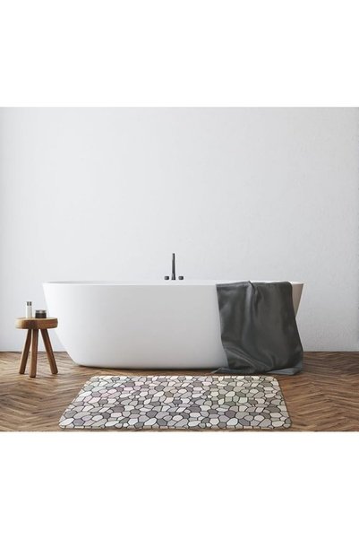 Saudi Ceramics Bathroom Rug, 80 cm Width x 50 cm Height, Grey