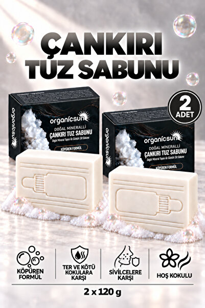 Organicsun صابون تشانكيري بالملح 120 جرام × 2 قطعة - صابون ملح الصخور الطبيعي...