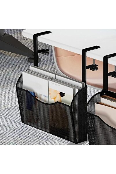KASTWAVE Space-Saving Under Desk Drawer Organizer, Clamp-On Mesh Metal Hangin...