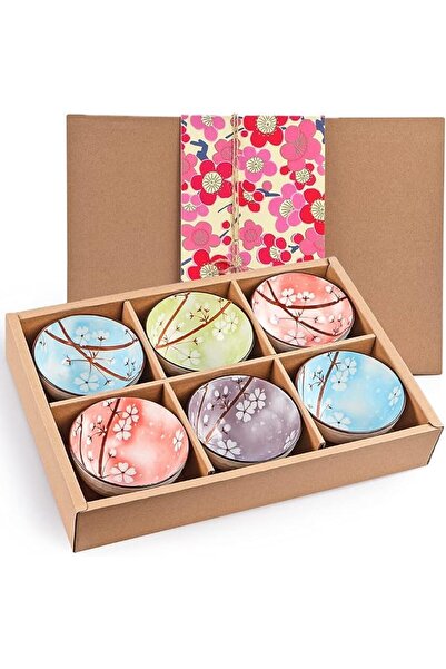 Sanbege Ceramic Rice Bowls 10 oz, Sakura Bowl Gift Set, Assorted Color Dinner...
