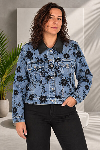 OEM Jachetă de blugi AJ de damă cu broderie florală și paiete