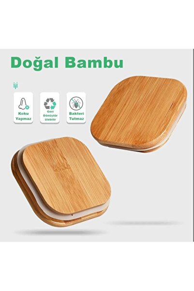 Karçiçeği Home 12'li 300ml Kare Bambu Kapaklı Premium Cam Kavanoz ve Baharatlık Seti