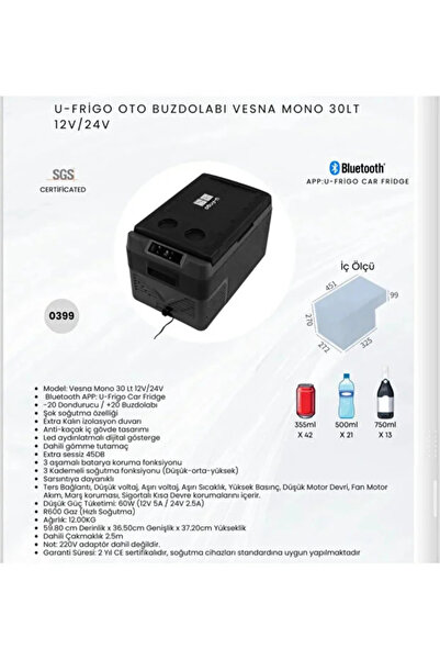 U-Frigo U Frigo- Taşınabilir Oto Araç Buzdolabı 30 LT U Frigo Vesan (Karavan ...