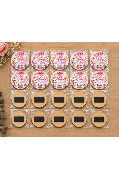 Essa Tasarım Ahşap Magnet Diş Buğdayı Bebek Magnet Kız Model Hediyelik Magnet 20 Adet