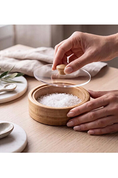 BEYNİS LİFE Ağacın İkinci Yaşamı Bamboo Lid Storage Container - Glass Lid Spi...