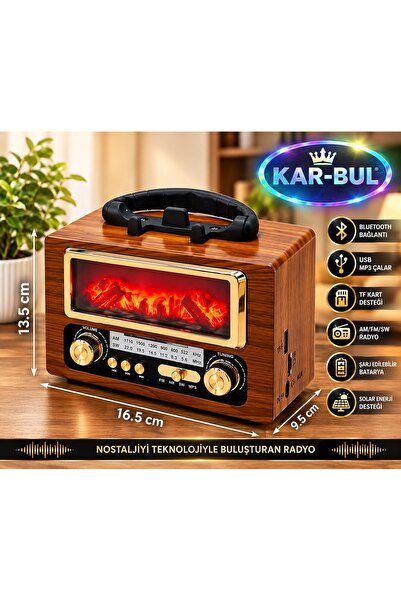 kar-bul Şömine Görünümlü Bluethoot Nostajık Radyo Müzik Çalar 13,5 cn 16,5cn ...