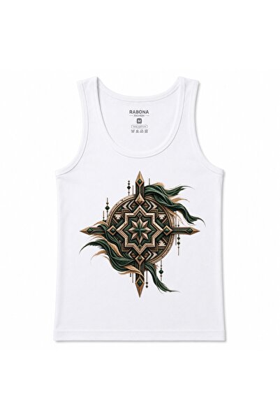 Rabona Fashion قميص بدون أكمام بتصميم فن عربي من Desert Compass Emerald Star