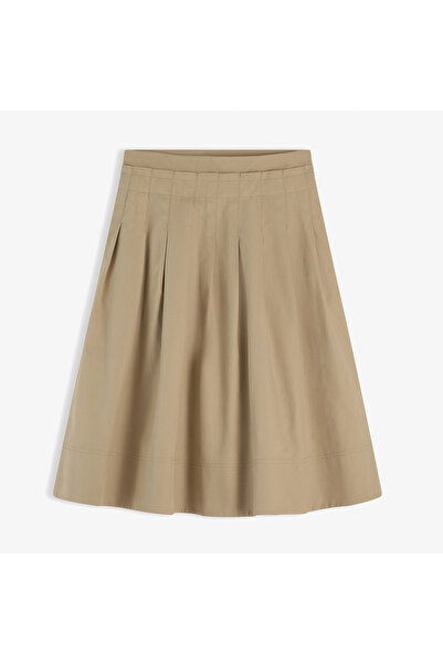 Tommy Hilfiger Chino Midi Flare Kadın Bej Etek