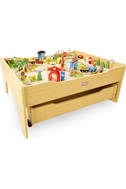 Little Tikes Wooden Train Set for Kids, Deluxe 80-Piece Hand-Painted Wooden S...