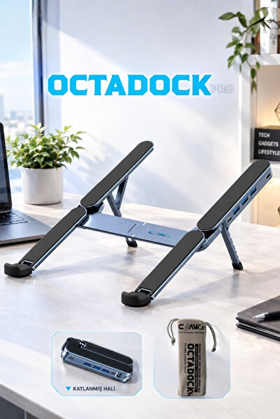 Claw's OCTADOCK Pro Ayarlanabilir Katlanabilir Laptop Standı – Alüminyum Note...