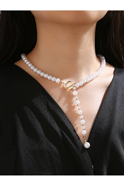 Take Two By Styli Faux Pearl Lariat Necklace