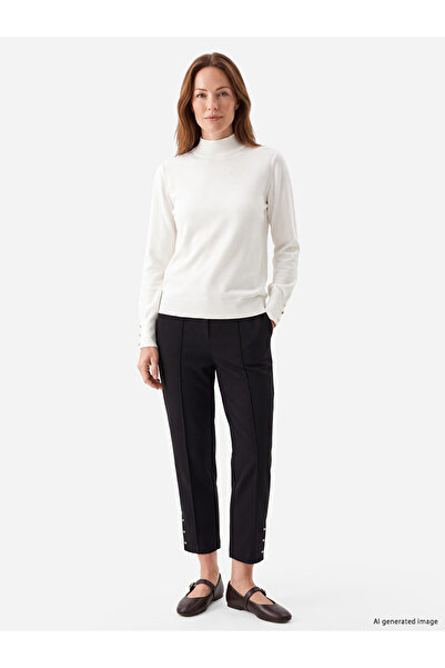 LC Waikiki Peak New Season Black Women's Trousers with Elastic Waist