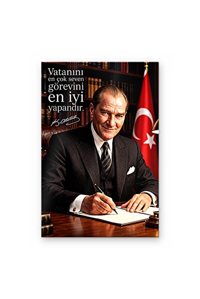 Atatürk Temalı Cam Tablo | Vatanını En Çok Seven Sözlü Duvar Dekoru