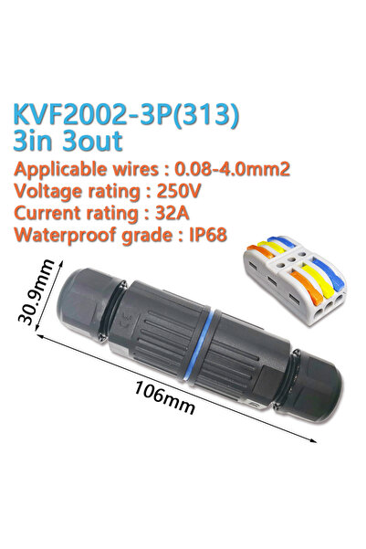 Choice 2002-3P IP68 waterproof cable connector quick connection KVSF-15 2 in ...