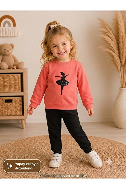 My Kids Wear Girl's Winter Sweatshirt and Ribbed Trousers 2-Piece Children's ...