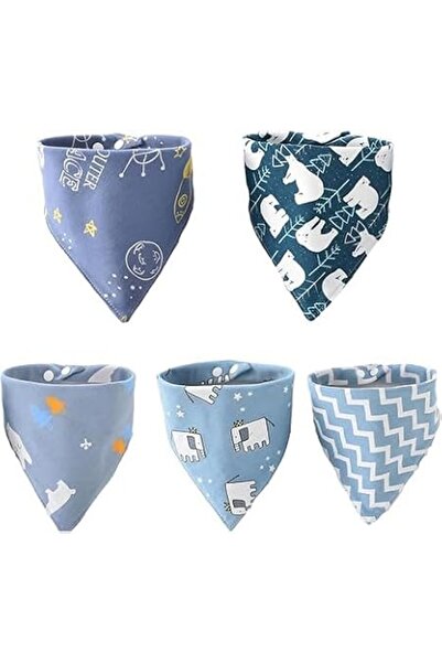 Yelajoy Baby Bibs,Blue 5 Piece Set,for Newborns and Toddlers 0-36 Months